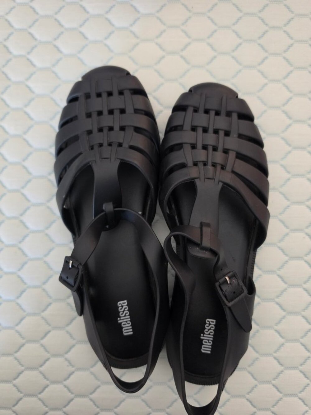Melissa Possession Fisherman Jelly Sandals Womens 10 Black Woven Caged NEW